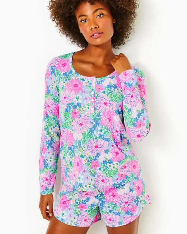 Pajamas^Lilly Pulitzer Pajama Henley Top Multi Lil Soiree All Day
