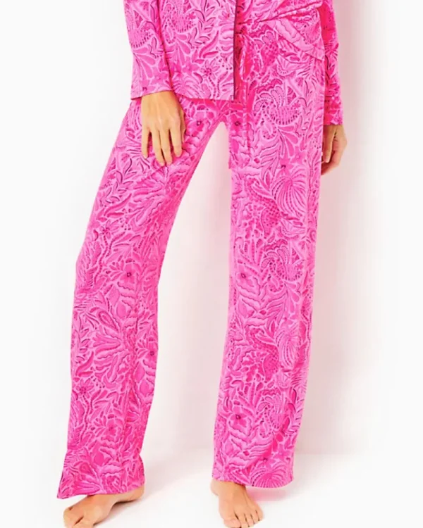 Pajamas^Lilly Pulitzer 30.5" Pajama Knit Pant Cerise Pink Pinkie Promises