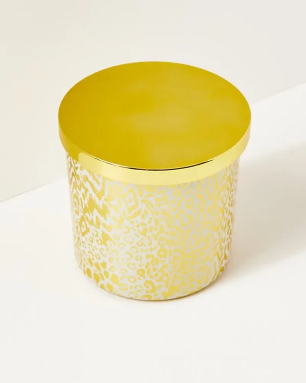 Home Decor^Lilly Pulitzer Printed Candle Gold Metallic Pattern Play