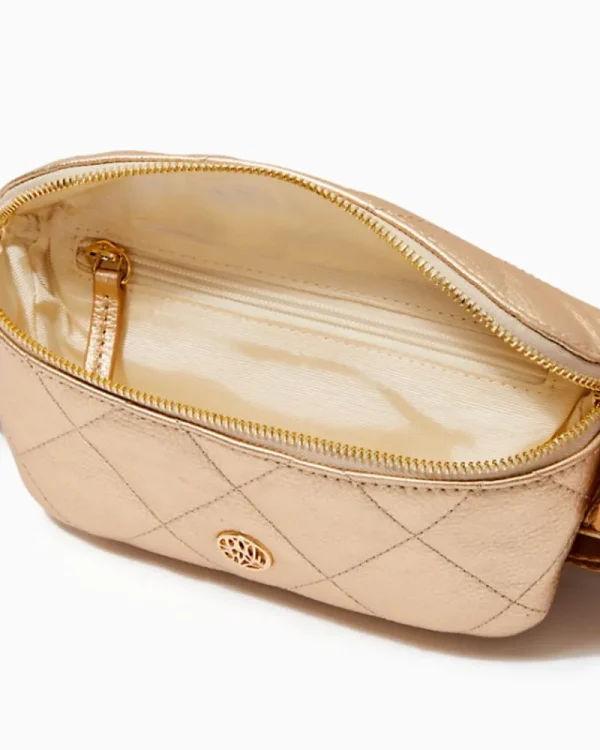 Bags^Lilly Pulitzer Quilted Leather Kenton Belt Bag Gold Metallic