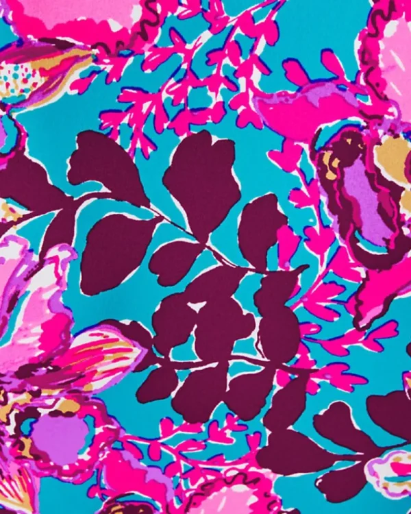 Swim^Lilly Pulitzer Raffa Rashguard One-Piece Swimsuit Blue Rhapsody Orchid You Not Swim