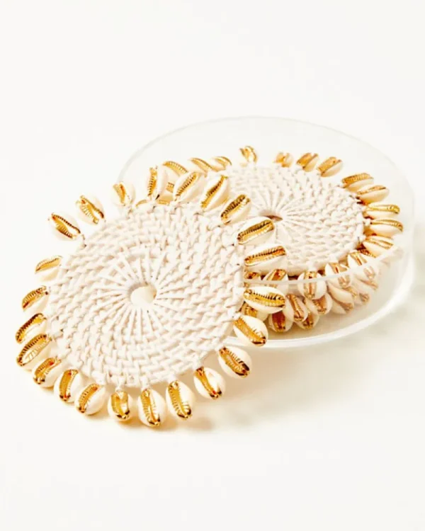 Tabletop^Lilly Pulitzer Rattan Coasters Resort White