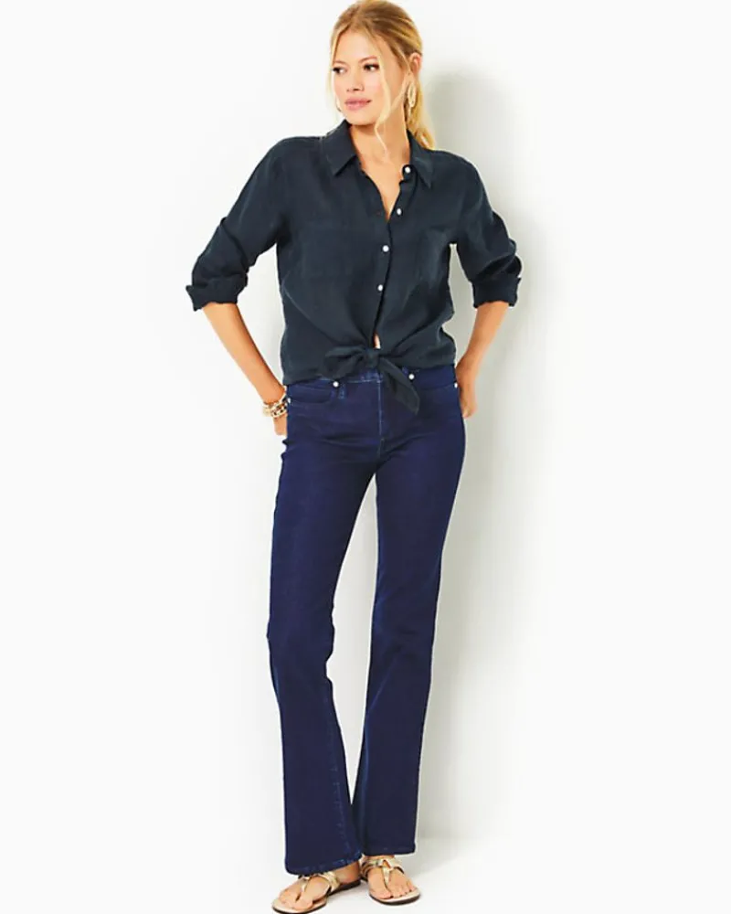 sea_view_linen_button_dow_3-8.webp Tops^Lilly Pulitzer Sea View Linen Button Down Top Onyx X Onyx