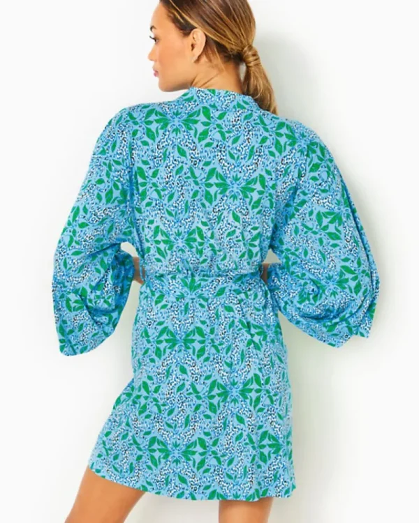 Pajamas^Lilly Pulitzer Sherona Knit Robe Bon Bon Blue Leapin Leopards