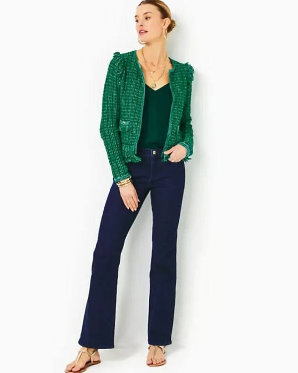 Sweaters & Cardigans^Lilly Pulitzer Simora Fringe Cardigan Evergreen Exotic Tweed