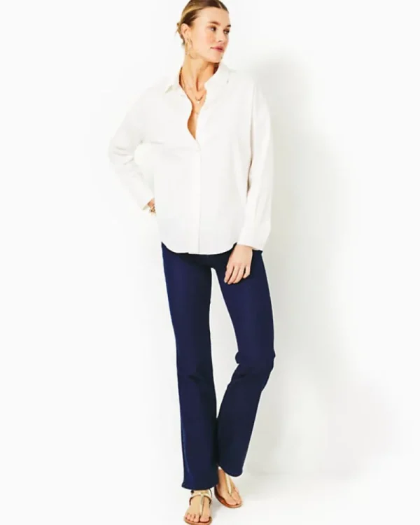 Tops^Lilly Pulitzer Stevey Relaxed Button Down Stretch Shirt Resort White