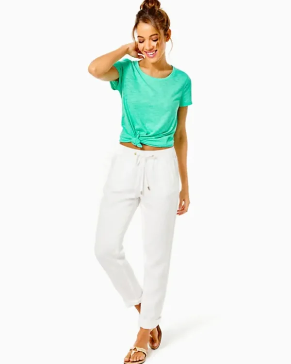Bottoms^Lilly Pulitzer 31" Taron Mid-Rise Linen Pant Resort White