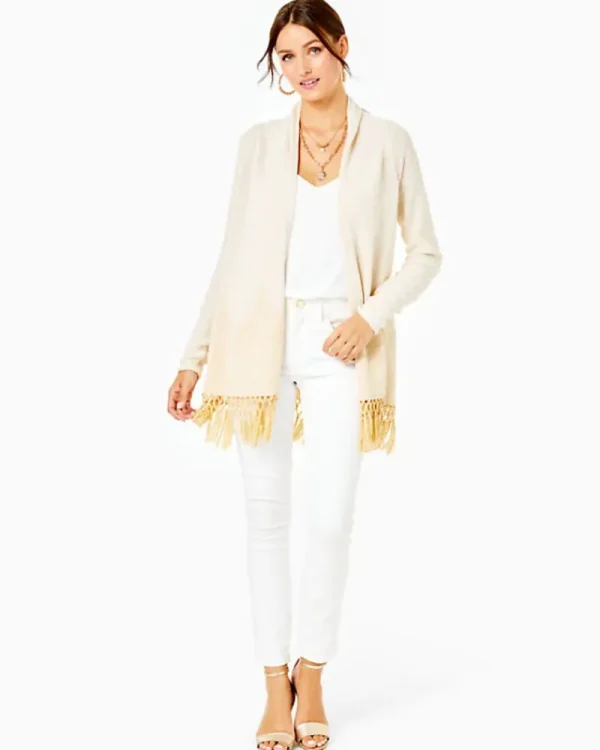 Sweaters & Cardigans^Lilly Pulitzer Tatum Long Fringe Hem Cardigan Gold Metallic