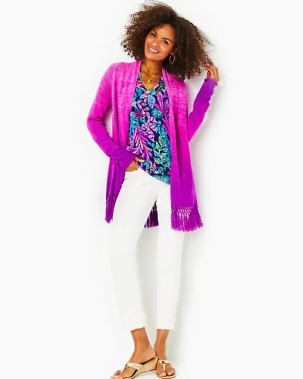 Sweaters & Cardigans^Lilly Pulitzer Tatum Ombre Fringe Cardigan Orchid Oasis Marled Ombre