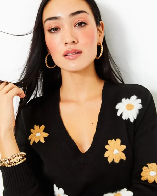 Sweaters & Cardigans^Lilly Pulitzer Tensley Sweater Black Blooming Embroidery