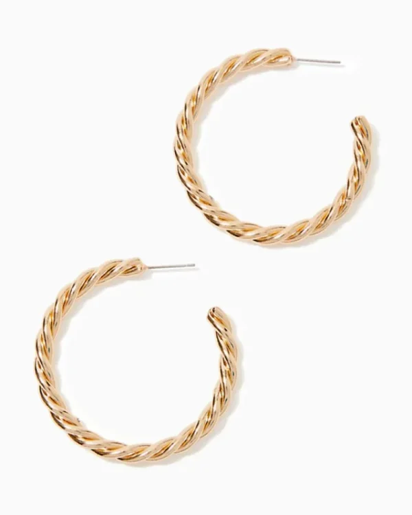 Jewelry^Lilly Pulitzer Tropical Twist Hoop Earrings Gold Metallic
