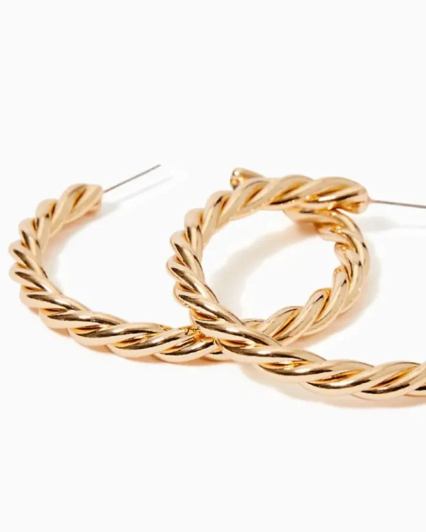 Jewelry^Lilly Pulitzer Tropical Twist Hoop Earrings Gold Metallic