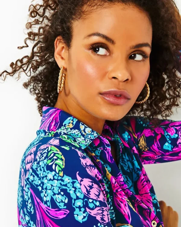 Jewelry^Lilly Pulitzer Tropical Twist Hoop Earrings Gold Metallic