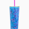 Tabletop^Lilly Pulitzer Tumbler With Straw Breakwater Blue Shells N Bells