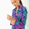 Tops^Lilly Pulitzer Upf 50+ Chillylilly Marlena Button Down Top Aegean Navy Calypso Coast
