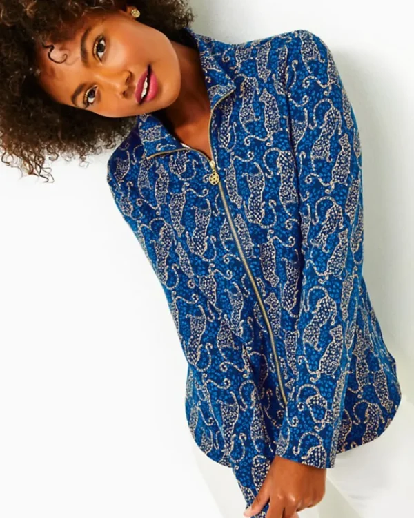Loungewear^Lilly Pulitzer Upf 50+ Leona Zip-Up Jacket Low Tide Navy Easy To Spot