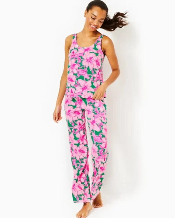 Pajamas^Lilly Pulitzer Whitta Pajama Tank Kelly Green Hibis Kiss