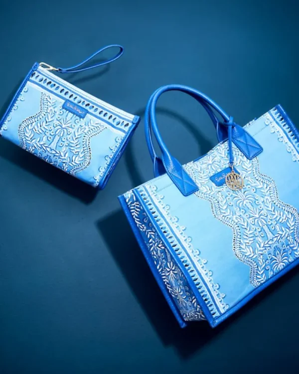 Bags^Lilly Pulitzer Winstead Tote Abaco Blue Have It Both Rays Engineered Tote