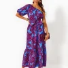 Dresses^Lilly Pulitzer Zelalynn One-Shoulder Cotton Maxi Dress Abaco Blue Feel Like A Shellebrity